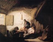 阿德里安 扬斯 范 奥斯塔德 : Village Tavern with Four Figures